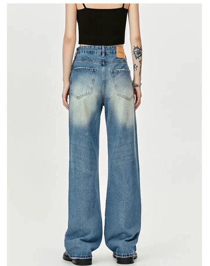 Washed Diamond Detail Jeans Korean Street Fashion Jeans By Made Extreme Shop Online at OH Vault