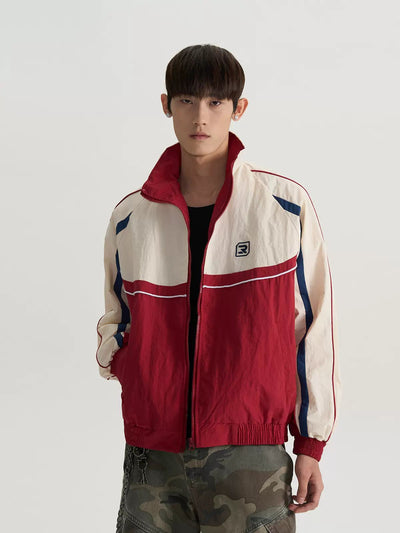 Contrast Spliced Zippered Jacket Korean Street Fashion Jacket By A PUEE Shop Online at OH Vault