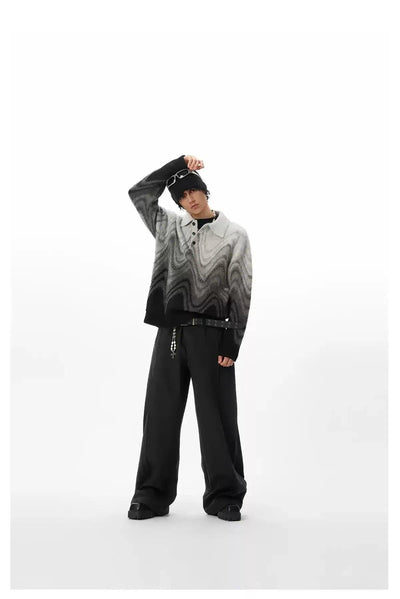 Wave Pattern Beaded Polo Sweater Korean Street Fashion Sweater By JHYQ Shop Online at OH Vault