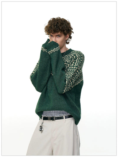 Contrast Tribal Detail Sweater Korean Street Fashion Sweater By Mr Nearly Shop Online at OH Vault