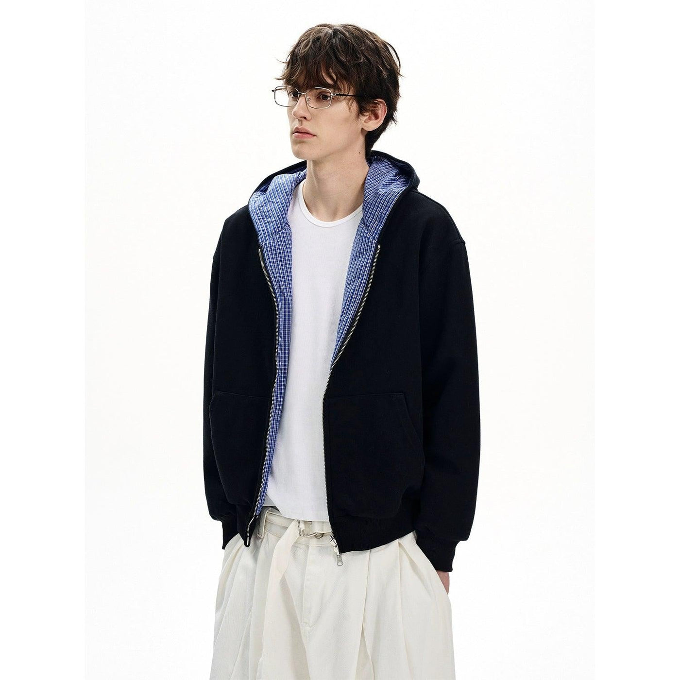Striped Lining Zip-Up Hoodie Korean Street Fashion Hoodie By MaxDstr Shop Online at OH Vault