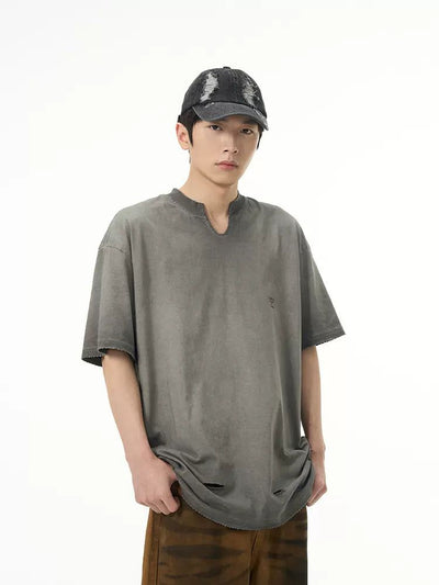 Washed & Ripped T-Shirt Korean Street Fashion T-Shirt By 77Flight Shop Online at OH Vault