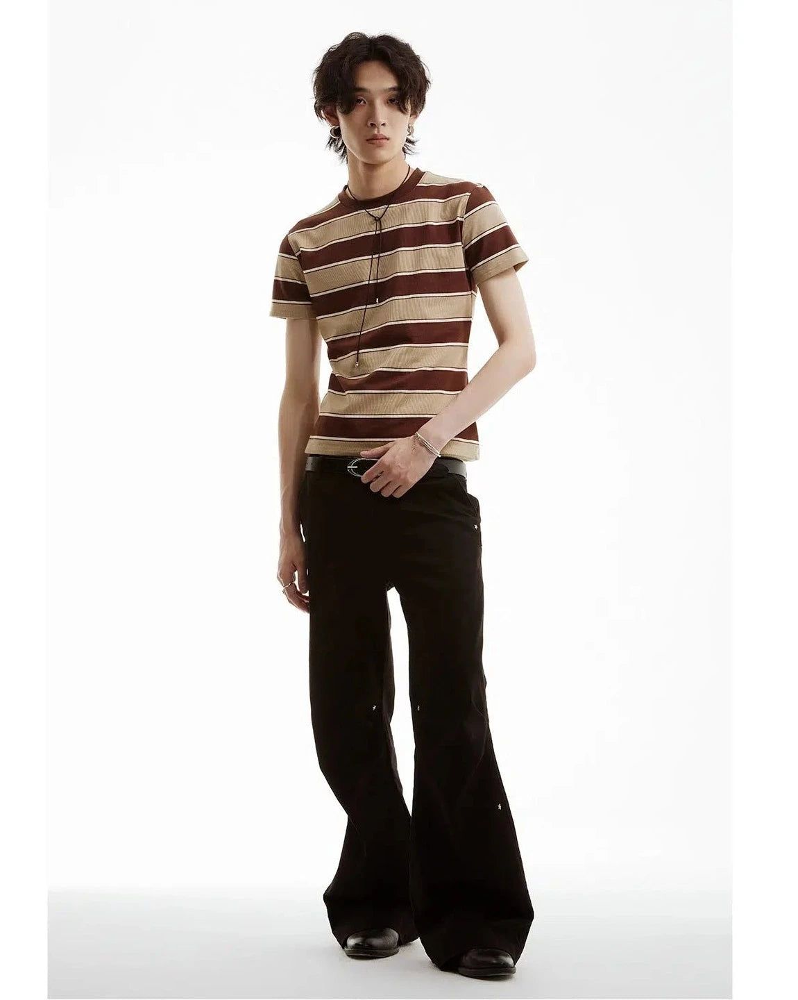 Striped Slim Fit T-Shirt Korean Street Fashion T-Shirt By Funky Fun Shop Online at OH Vault