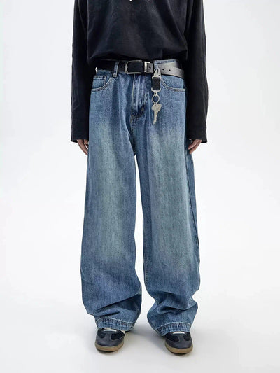 Classic Fade Wide Fit Jeans Korean Street Fashion Jeans By Ash Dark Shop Online at OH Vault