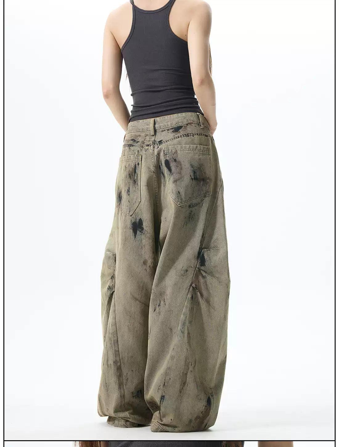 Graffiti Ink-Splash Cargo Pants Korean Street Fashion Pants By 77Flight Shop Online at OH Vault