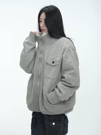 Faux Fur Lined Knit Jacket Korean Street Fashion Jacket By Jump Next Shop Online at OH Vault