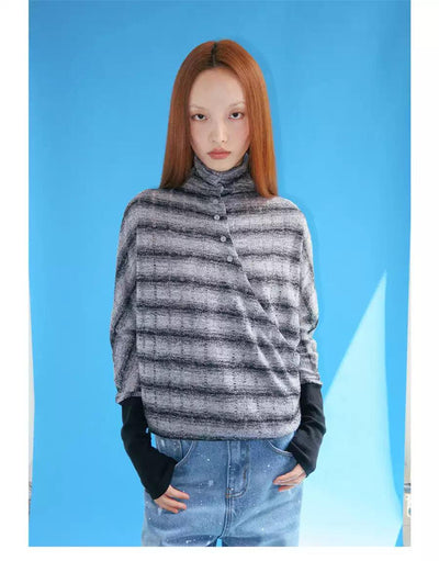 Diagonal Buttons Striped Sweater Korean Street Fashion Sweater By Funky Fun Shop Online at OH Vault