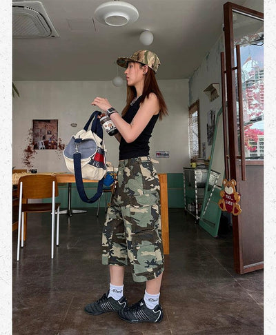 Camouflage Pattern Cargo Shorts Korean Street Fashion Shorts By Made Extreme Shop Online at OH Vault