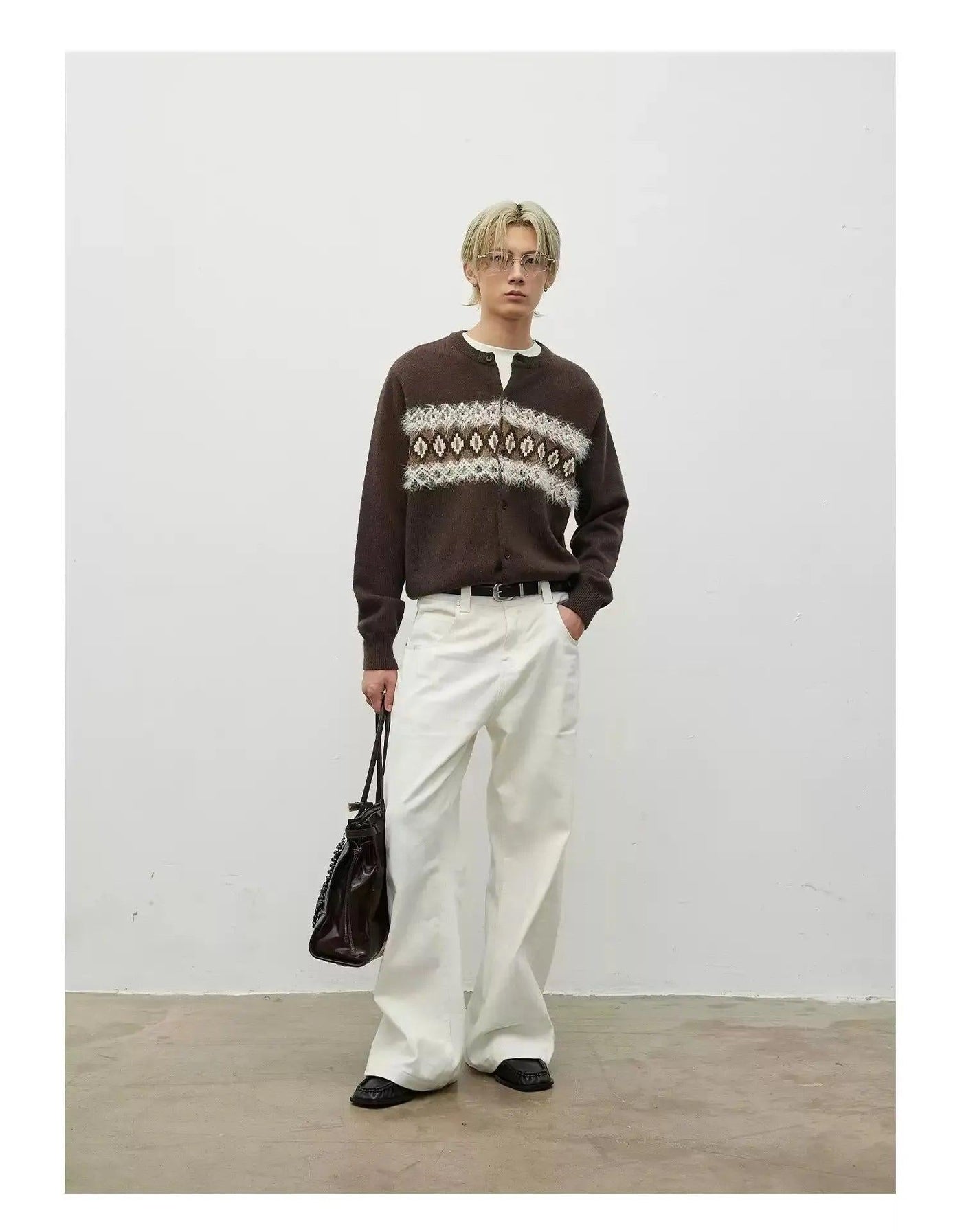 Pattern Knit Buttoned Cardigan Korean Street Fashion Cardigan By Terra Incognita Shop Online at OH Vault