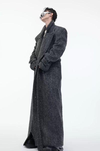 Wide Shoulder Belted Long Coat Korean Street Fashion Long Coat By Argue Culture Shop Online at OH Vault