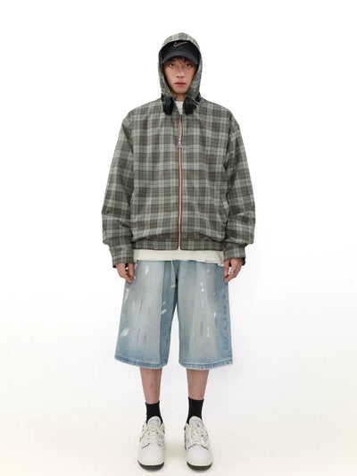 Contrast Color Zip Plaid Jacket Korean Street Fashion Jacket By Mr Nearly Shop Online at OH Vault