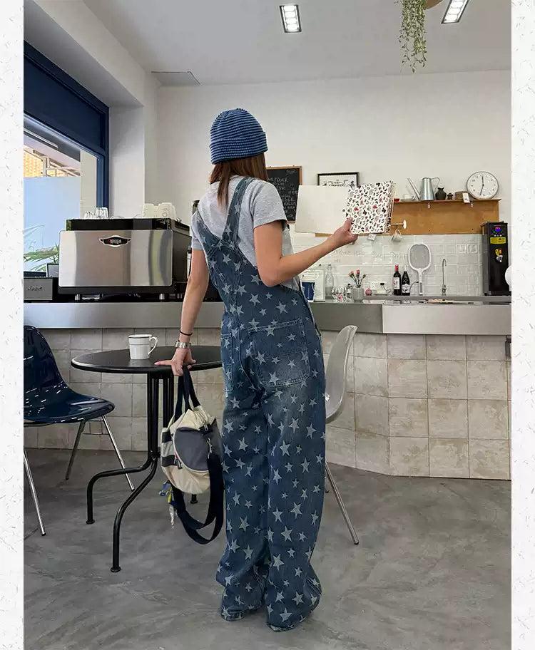 Washed Stars Scattered Overall Korean Street Fashion Overall By Made Extreme Shop Online at OH Vault