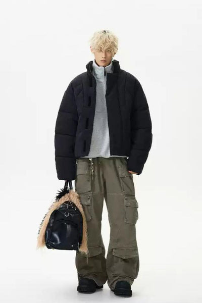 Velcro Straps Puffer Jacket Korean Street Fashion Jacket By A PUEE Shop Online at OH Vault