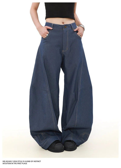 Wide Curved Inverted Jeans Korean Street Fashion Jeans By Mr Nearly Shop Online at OH Vault