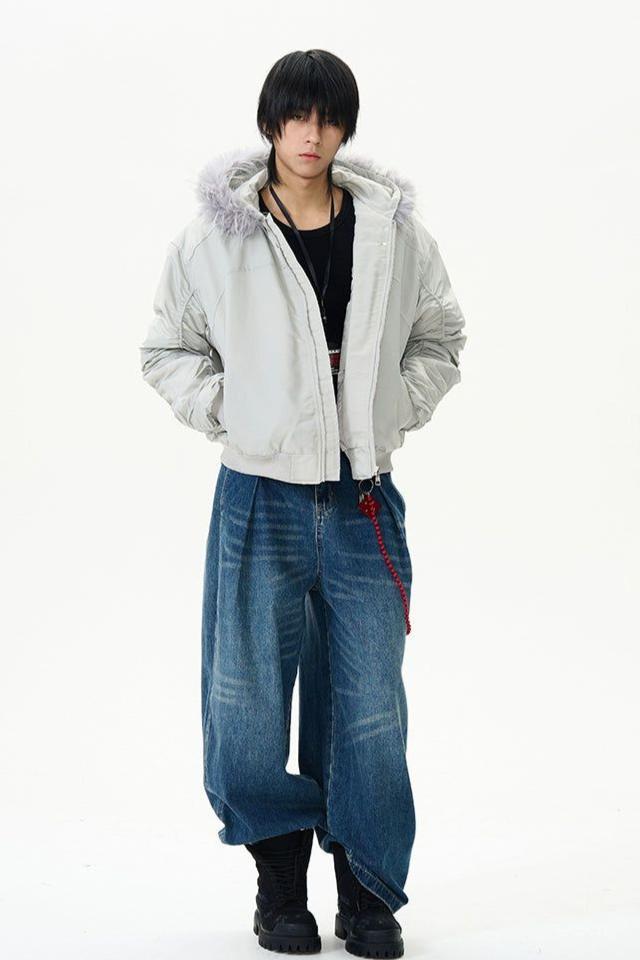 Washed Whisker Lines Jeans Korean Street Fashion Jeans By 77Flight Shop Online at OH Vault