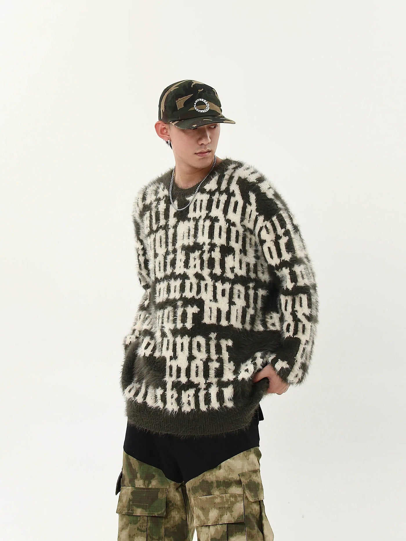 Fuzzy Mohair Contrast Sweater Korean Street Fashion Sweater By Blacklists Shop Online at OH Vault