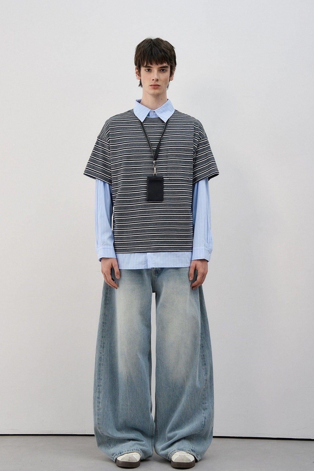 Layered Stripes and Stripes Shirt Korean Street Fashion Shirt By MaxDstr Shop Online at OH Vault