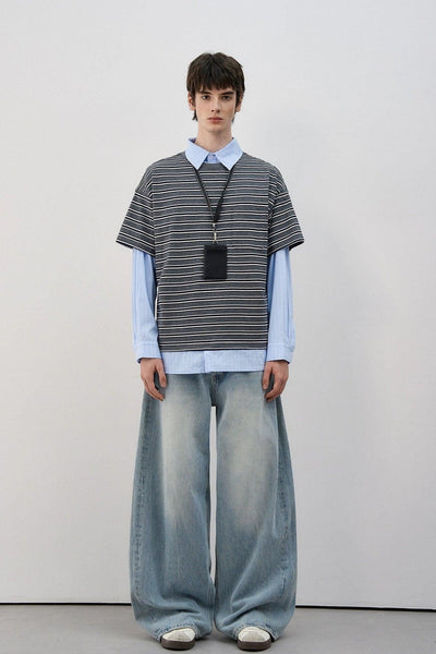 Layered Stripes and Stripes Shirt Korean Street Fashion Shirt By MaxDstr Shop Online at OH Vault