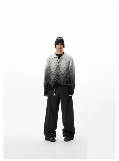 Wave Pattern Beaded Polo Sweater Korean Street Fashion Sweater By JHYQ Shop Online at OH Vault