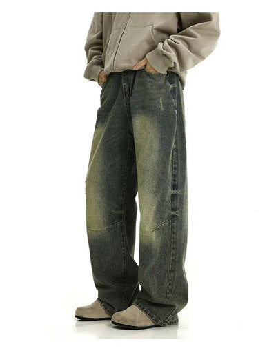 Mud-Washed Loose Fit Jeans Korean Street Fashion Jeans By MEBXX Shop Online at OH Vault