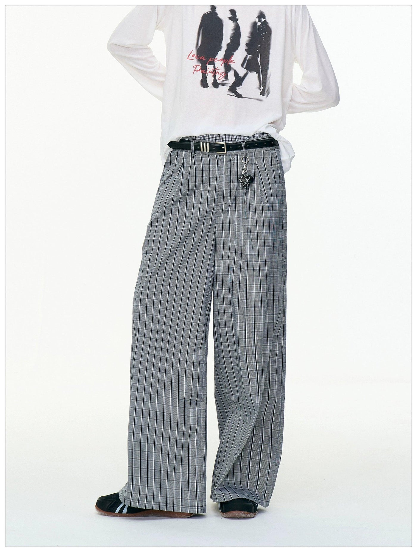 Plaid Pattern Straight Leg Wide Pants Korean Street Fashion Pants By Mr Nearly Shop Online at OH Vault