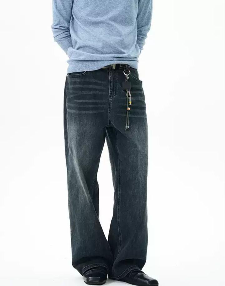 Whisker Lines Regular Jeans Korean Street Fashion Jeans By 77Flight Shop Online at OH Vault