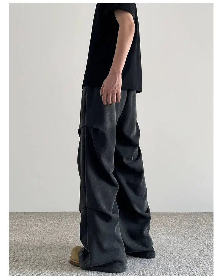 Drawcord Multi-Pleats Pants Korean Street Fashion Pants By A PUEE Shop Online at OH Vault