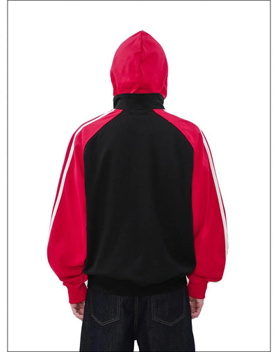 Sports Logo Stripes Zip-Up Hoodie Korean Street Fashion Hoodie By Mr Nearly Shop Online at OH Vault