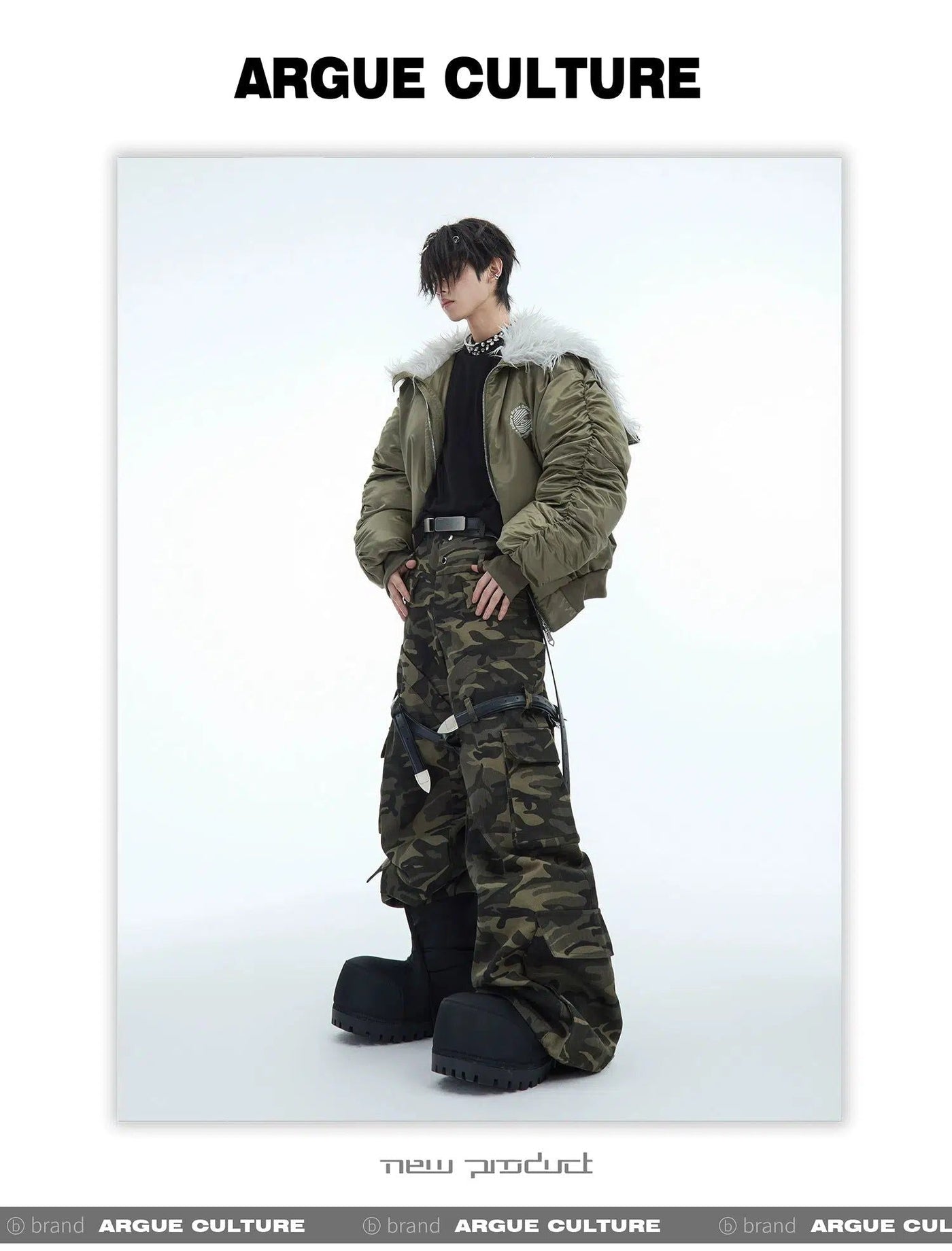 Pleated Fur Hooded Bomber Jacket Korean Street Fashion Jacket By Argue Culture Shop Online at OH Vault