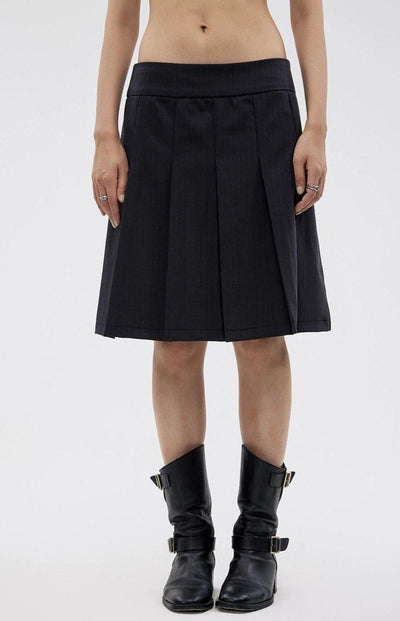 Pleated and Striped Versatile Skirt Korean Street Fashion Skirt By Funky Fun Shop Online at OH Vault