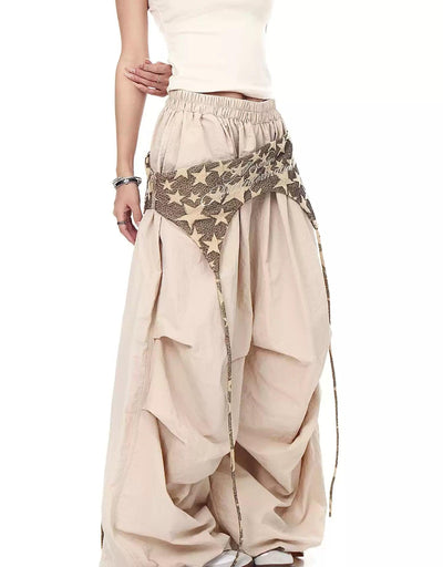 Star Pattern Layered Pleated Track Pants Korean Street Fashion Pants By Blacklists Shop Online at OH Vault