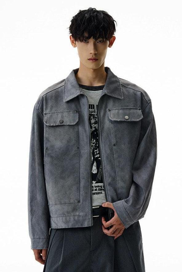 Distressed Tie-Dyed Boxy Jacket Korean Street Fashion Jacket By A PUEE Shop Online at OH Vault