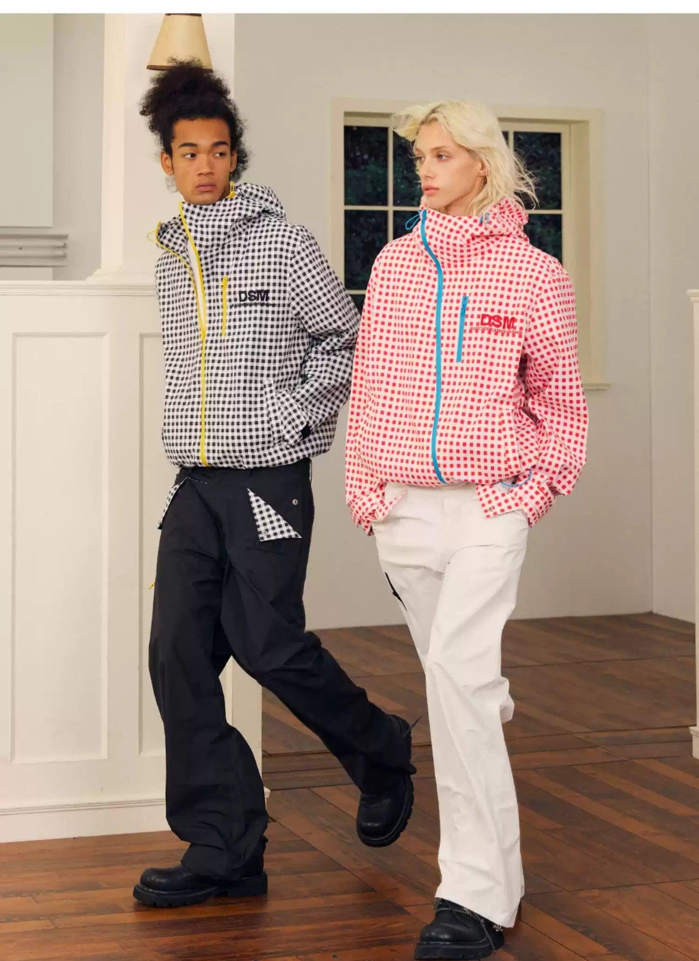 Checkered Side Zipped Jacket Korean Street Fashion Jacket By Donsmoke Shop Online at OH Vault