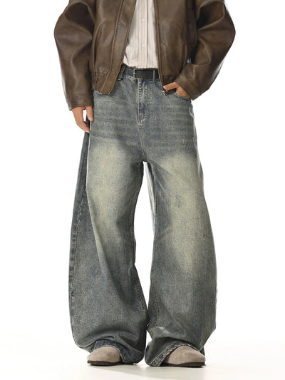 Faded Scratched Baggy Fit Jeans Korean Street Fashion Jeans By MEBXX Shop Online at OH Vault