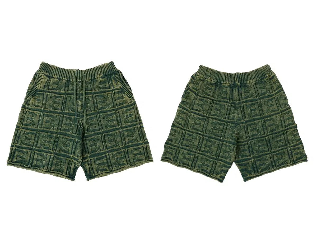 Embossed Pattern Knit Shorts Korean Street Fashion Shorts By Evil Knight Shop Online at OH Vault