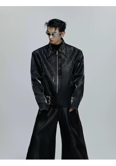 Rhinestone Detailed Coated Jacket Korean Street Fashion Jacket By Argue Culture Shop Online at OH Vault