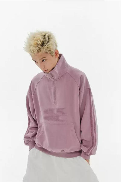 Fade Logo Comfty Half-Zip Korean Street Fashion Half-Zip By Crying Center Shop Online at OH Vault