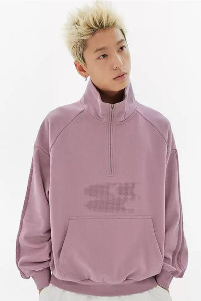 Fade Logo Comfty Half-Zip Korean Street Fashion Half-Zip By Crying Center Shop Online at OH Vault