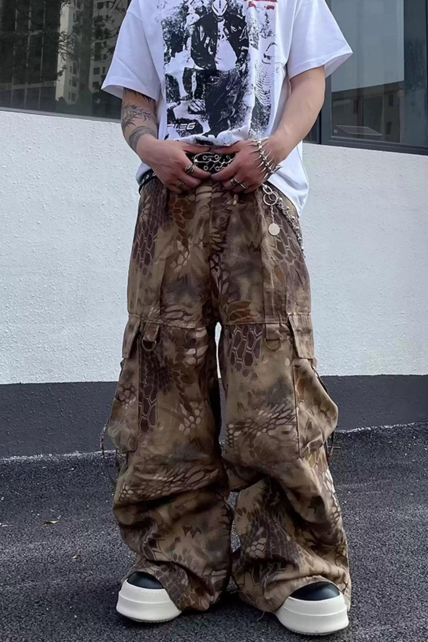 Camouflage Cargo Wide Pants Korean Street Fashion Pants By Dark Fog Shop Online at OH Vault