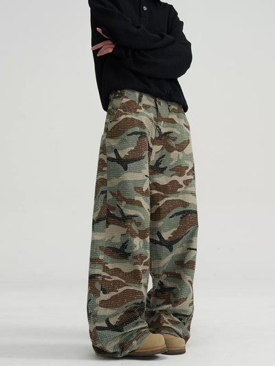 Textured Camouflage Pattern Pants Korean Street Fashion Pants By A PUEE Shop Online at OH Vault