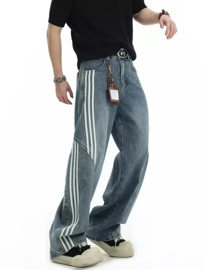 Athleisure Striped Straight Jeans Korean Street Fashion Jeans By INS Korea Shop Online at OH Vault