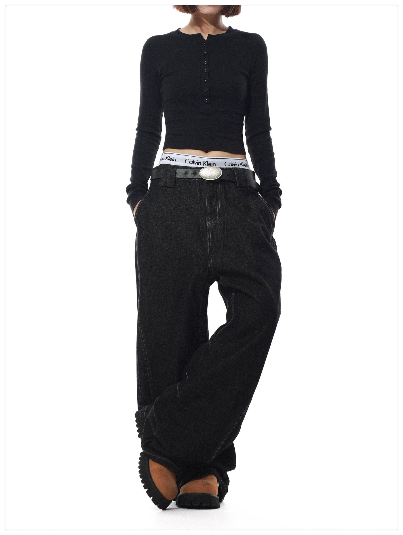 Top-Stitching Low-Rise Jeans Korean Street Fashion Jeans By Mr Nearly Shop Online at OH Vault