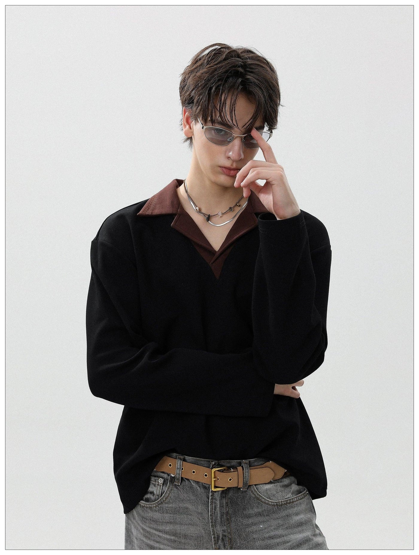 Contrast Collared Regular Fit Polo Korean Street Fashion Polo By Mr Nearly Shop Online at OH Vault