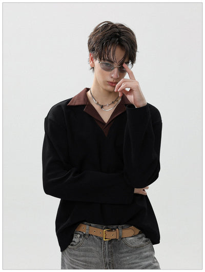 Contrast Collared Regular Fit Polo Korean Street Fashion Polo By Mr Nearly Shop Online at OH Vault