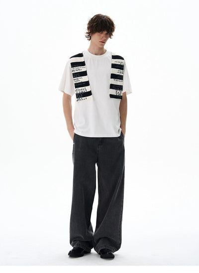 Over Shoulder Patched T-Shirt Korean Street Fashion T-Shirt By 77Flight Shop Online at OH Vault