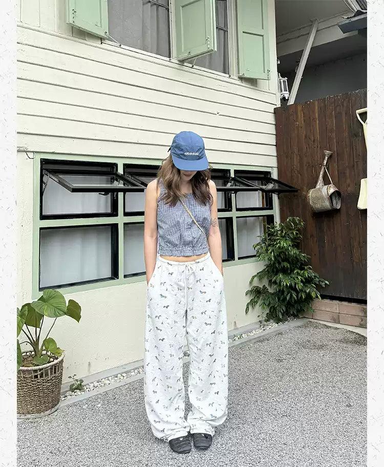 Daschund Pattern Drawstring Sweatpants Korean Street Fashion Pants By Made Extreme Shop Online at OH Vault