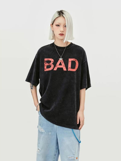 Washed Text Effect T-Shirt Korean Street Fashion T-Shirt By Made Extreme Shop Online at OH Vault