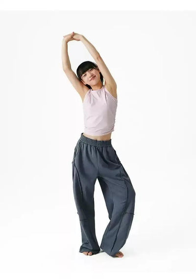 Gartered Embossed Lines Sweatpants Korean Street Fashion Pants By Crying Center Shop Online at OH Vault