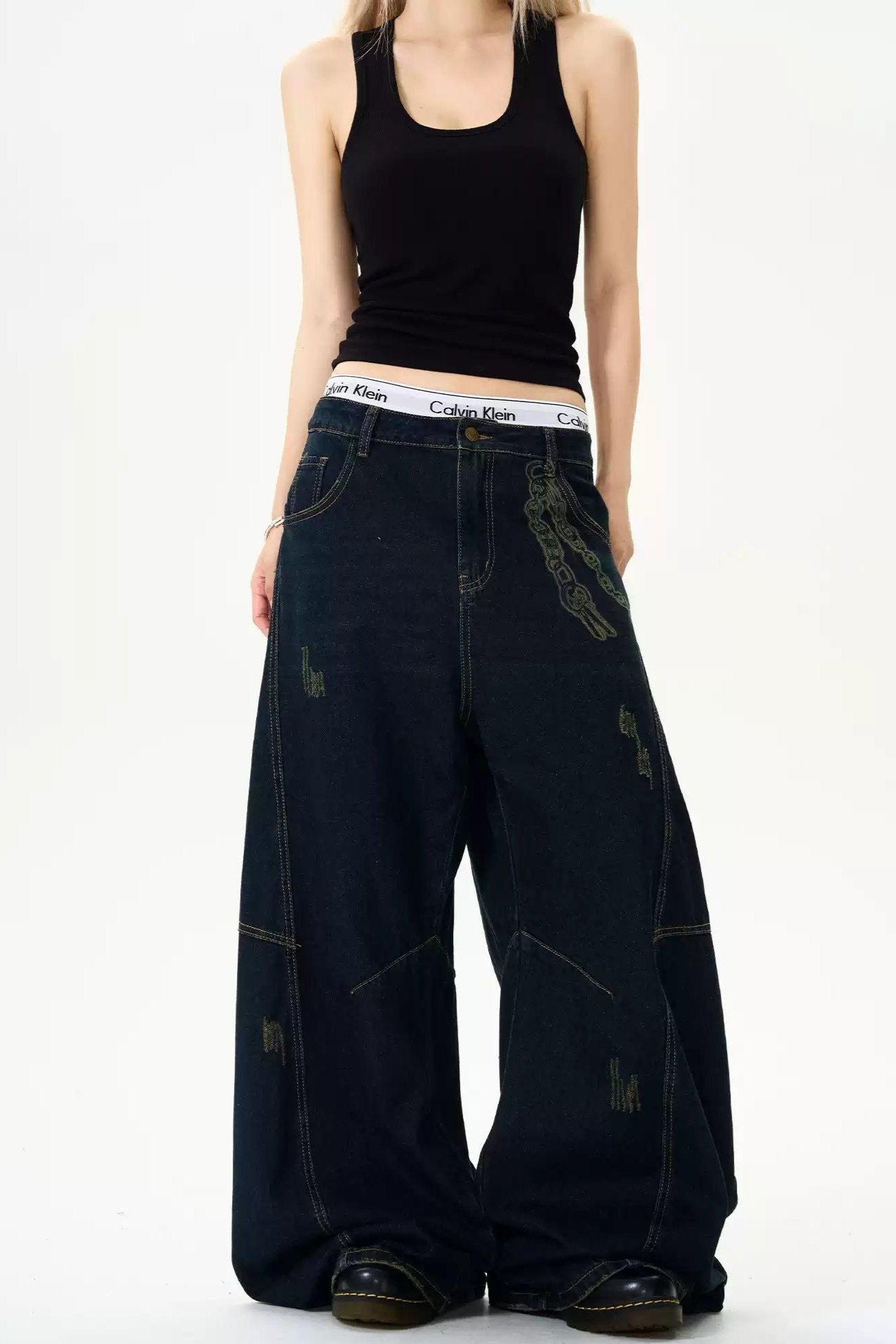 Drawn Detail and Rips Jeans Korean Street Fashion Jeans By MaxDstr Shop Online at OH Vault