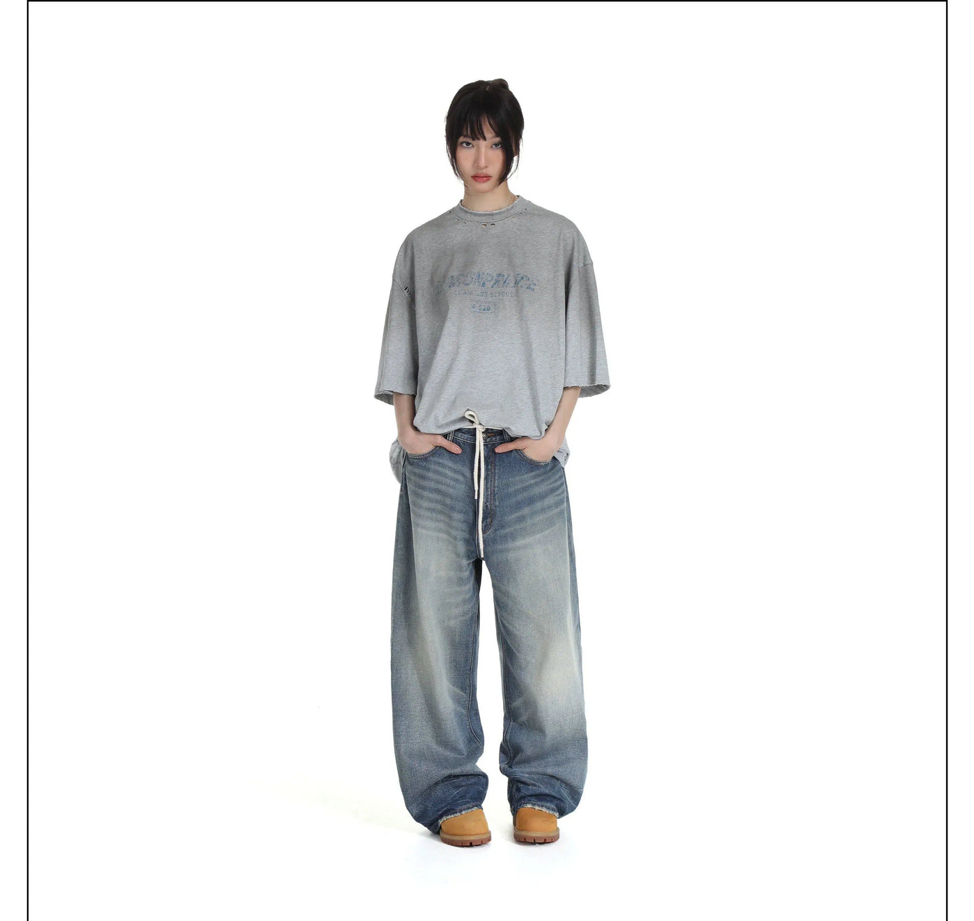 Oversized Raw End Jeans Korean Street Fashion Jeans By Mason Prince Shop Online at OH Vault